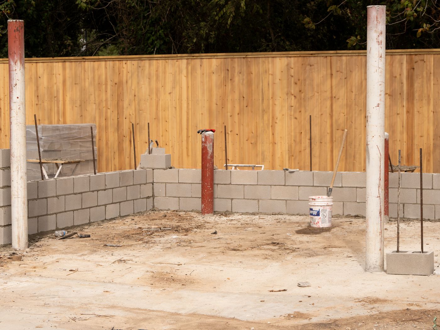 CMU block wall layout on a new footing