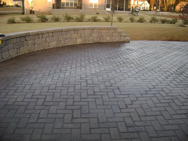 Herringbone stamped concrete