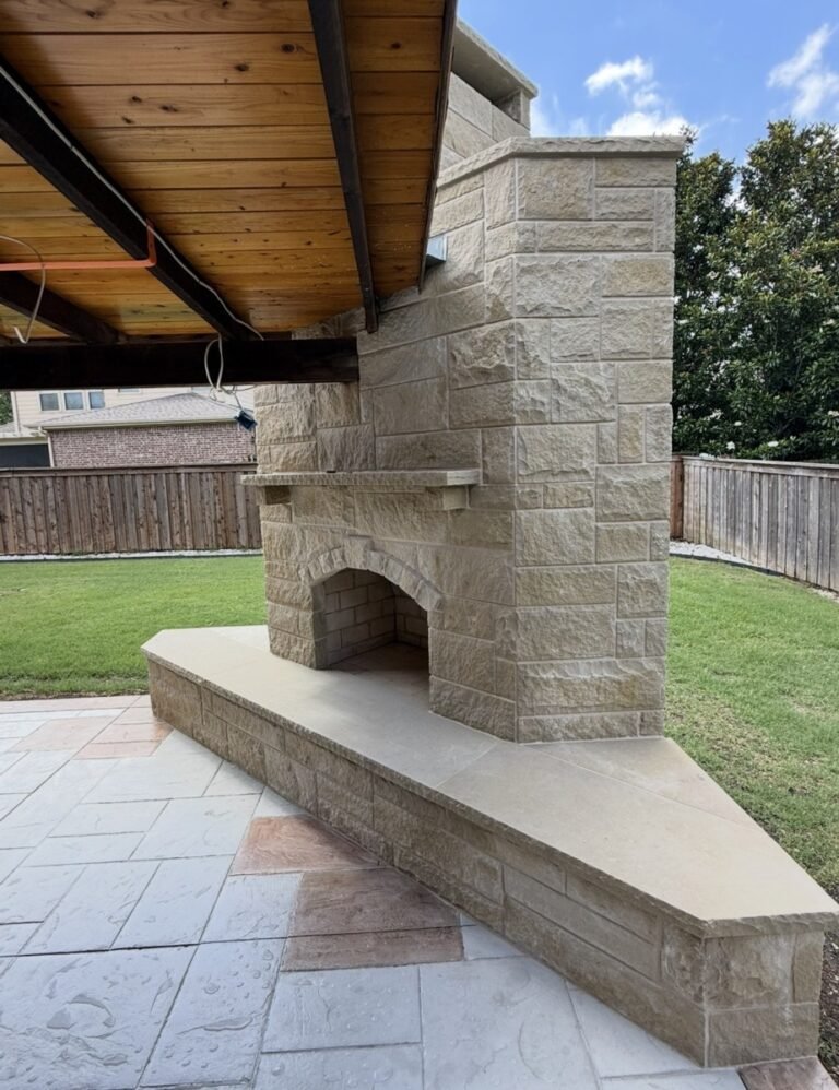 Austin chopped stone material for outdoor fireplaces