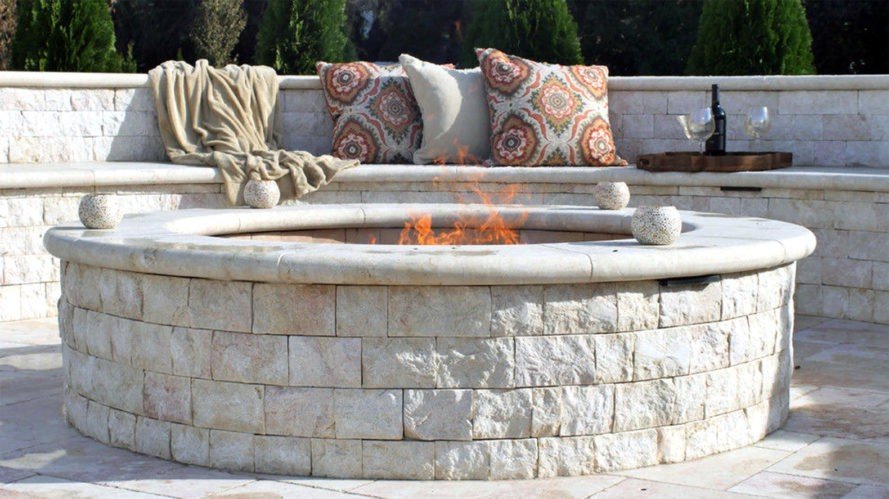 Travertine material for outdoor fireplaces