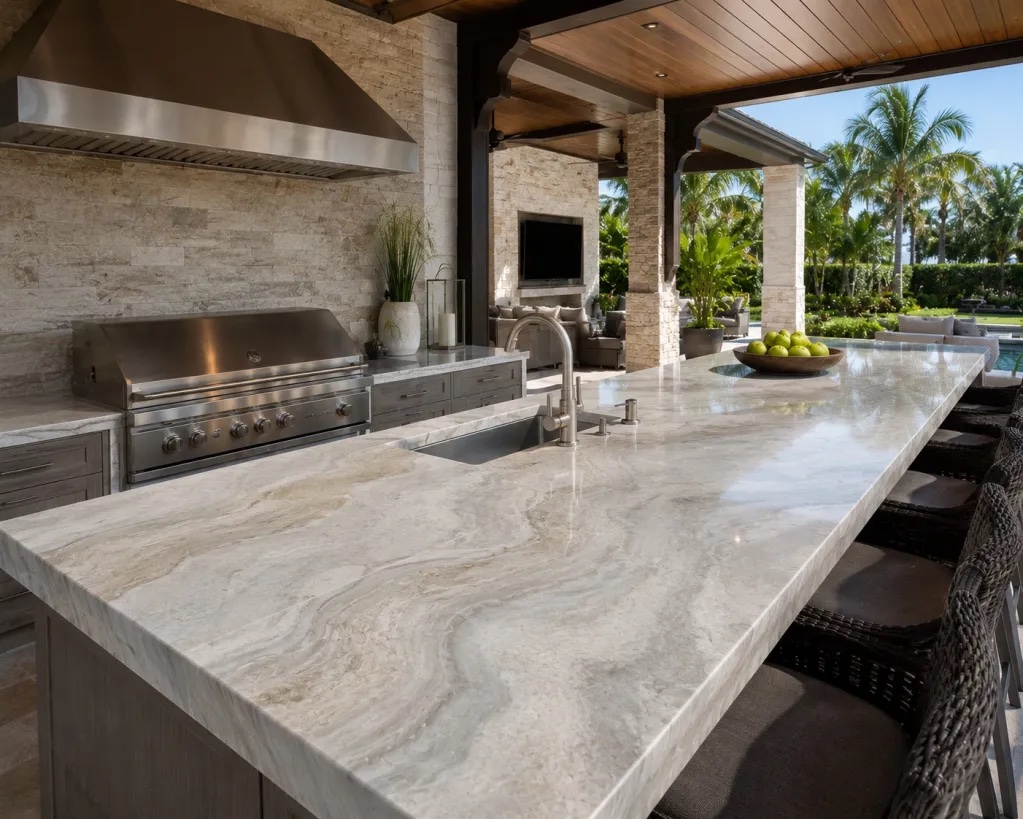 Quartz countertops for outdoor kitchens